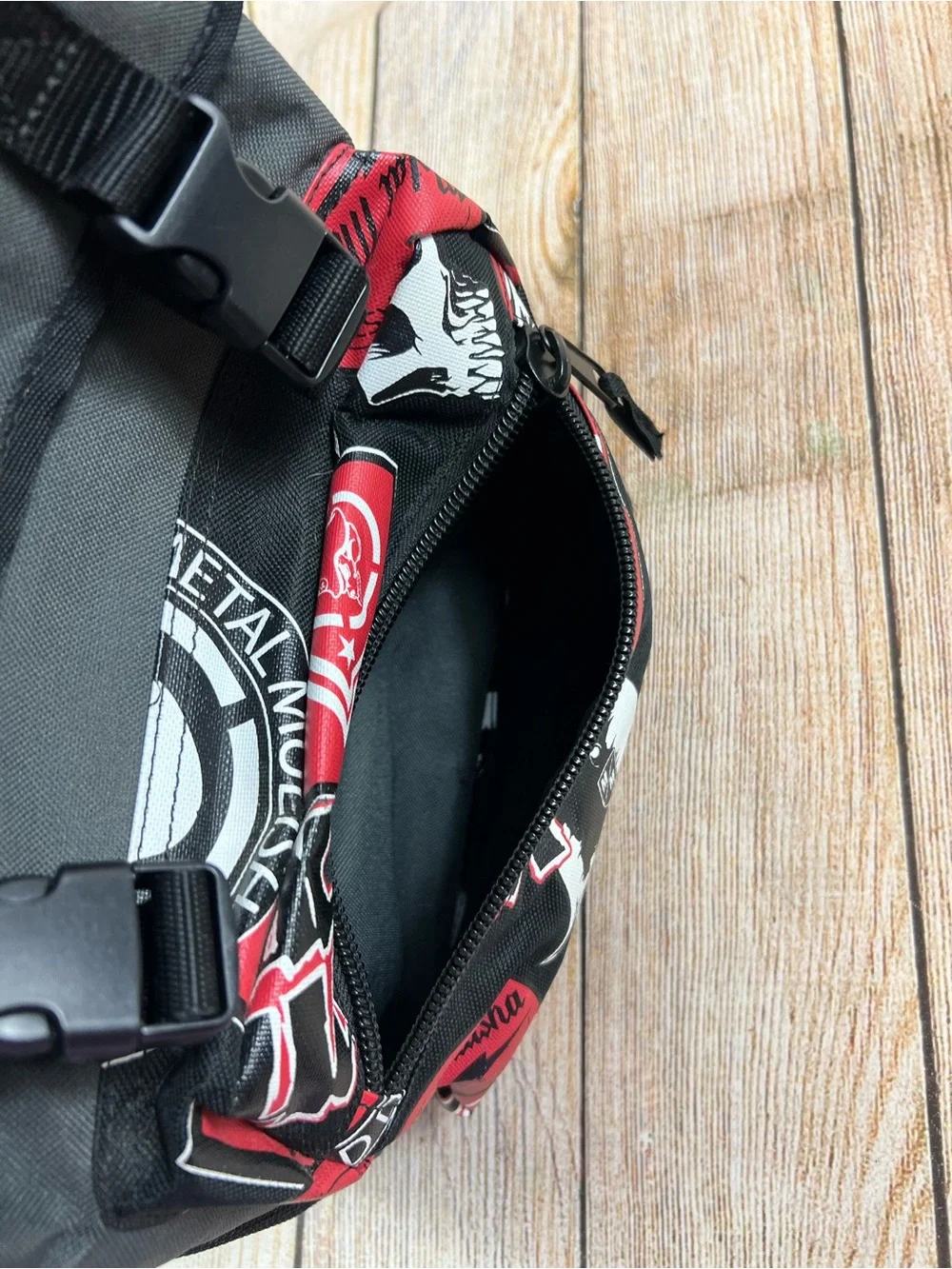 Metal Mulisha Y2K Black Grey Red Skull Logo Backpack Bag